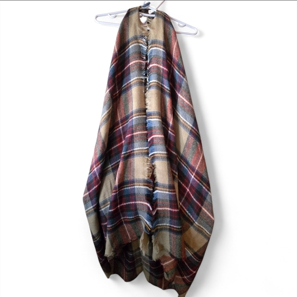 Plaid Sleeveless Women's Scarf Vest Boho Winter Cottagecore - Picture 6 of 8
